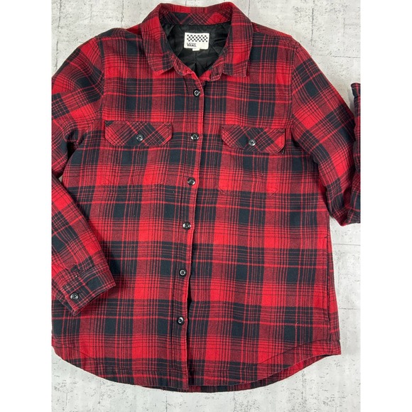 Vans Other - Vans Red And Black Plaid Quilted shacket Size XL